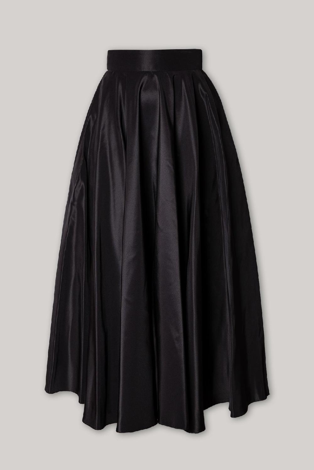 rhea costa Taffeta Midi Skirt In Black