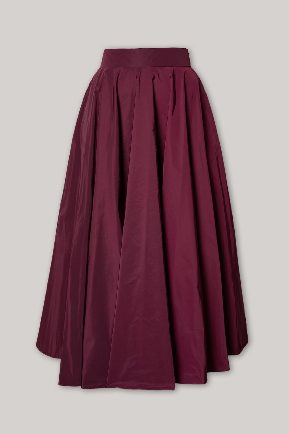 rhea costa Taffeta Midi Skirt In Burgundy