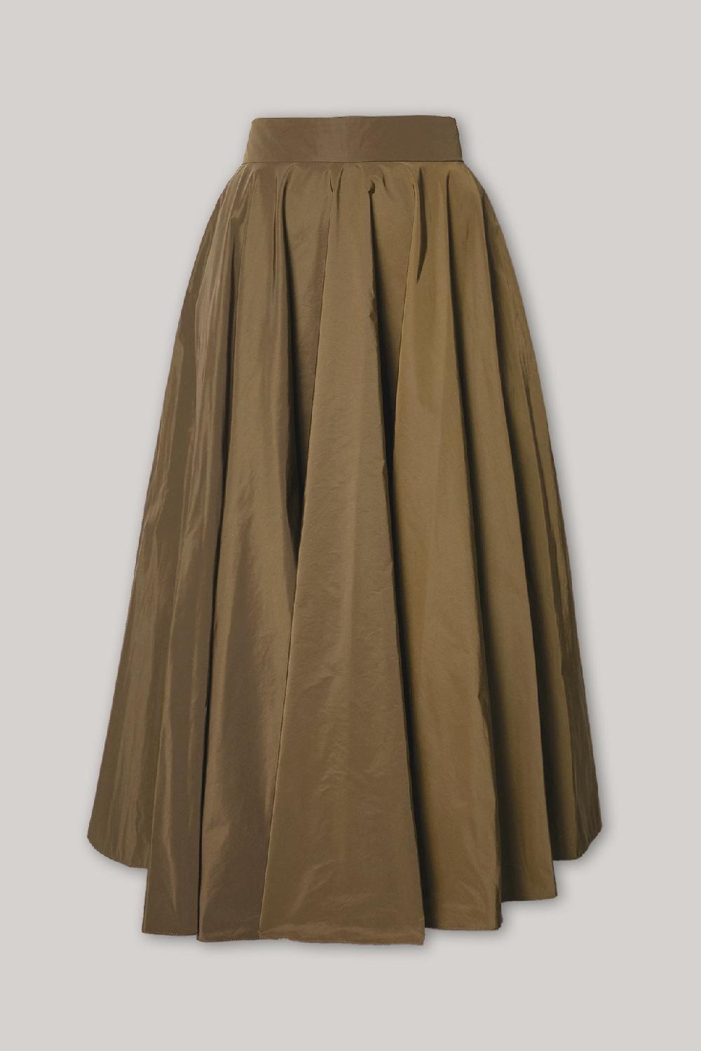 rhea costa Taffeta Midi Skirt In Caffe-Latte