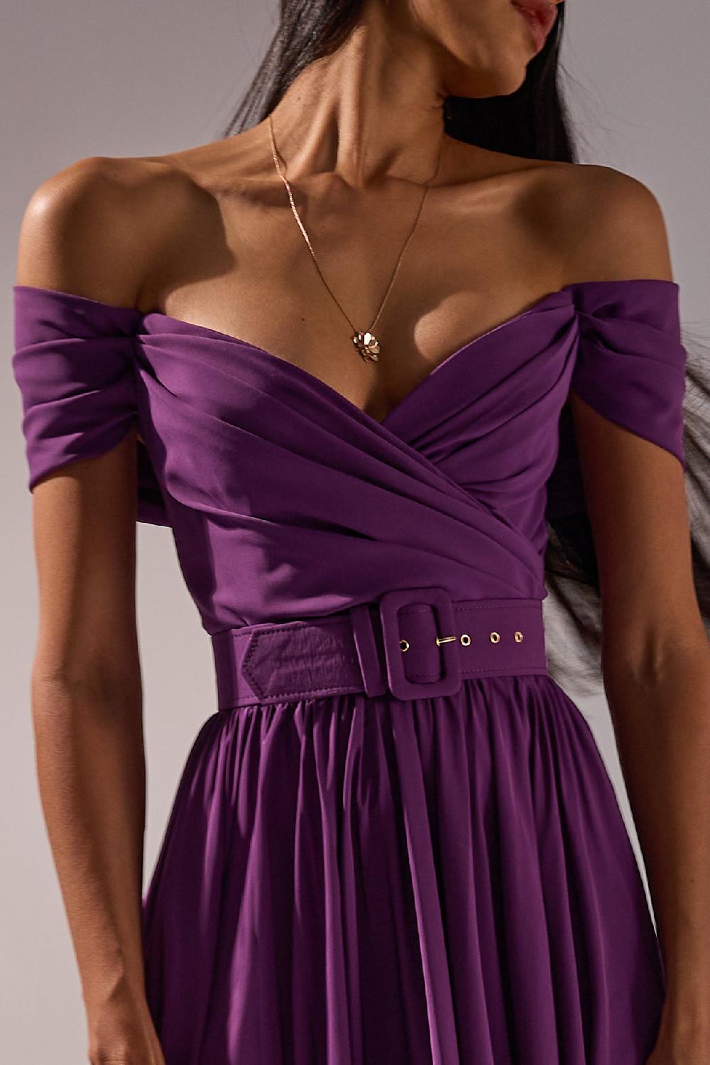 Rhea Costa Tania Long Dress In Plum