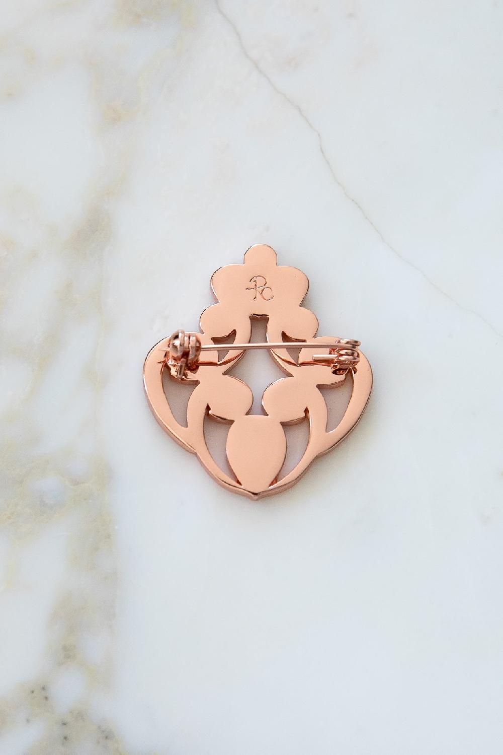 Rhea Costa The Crown Brooch - Rose-Gold With Pearls