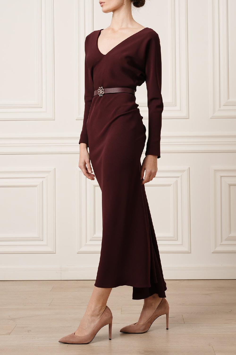Rhea Costa Thea Midi Dress In Burgundy