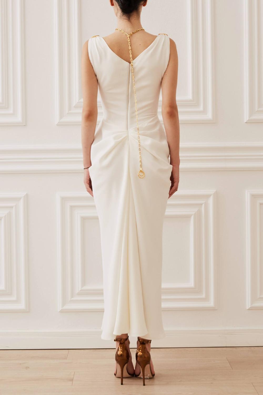 Rhea Costa Valeria Midi Dress In Off-White