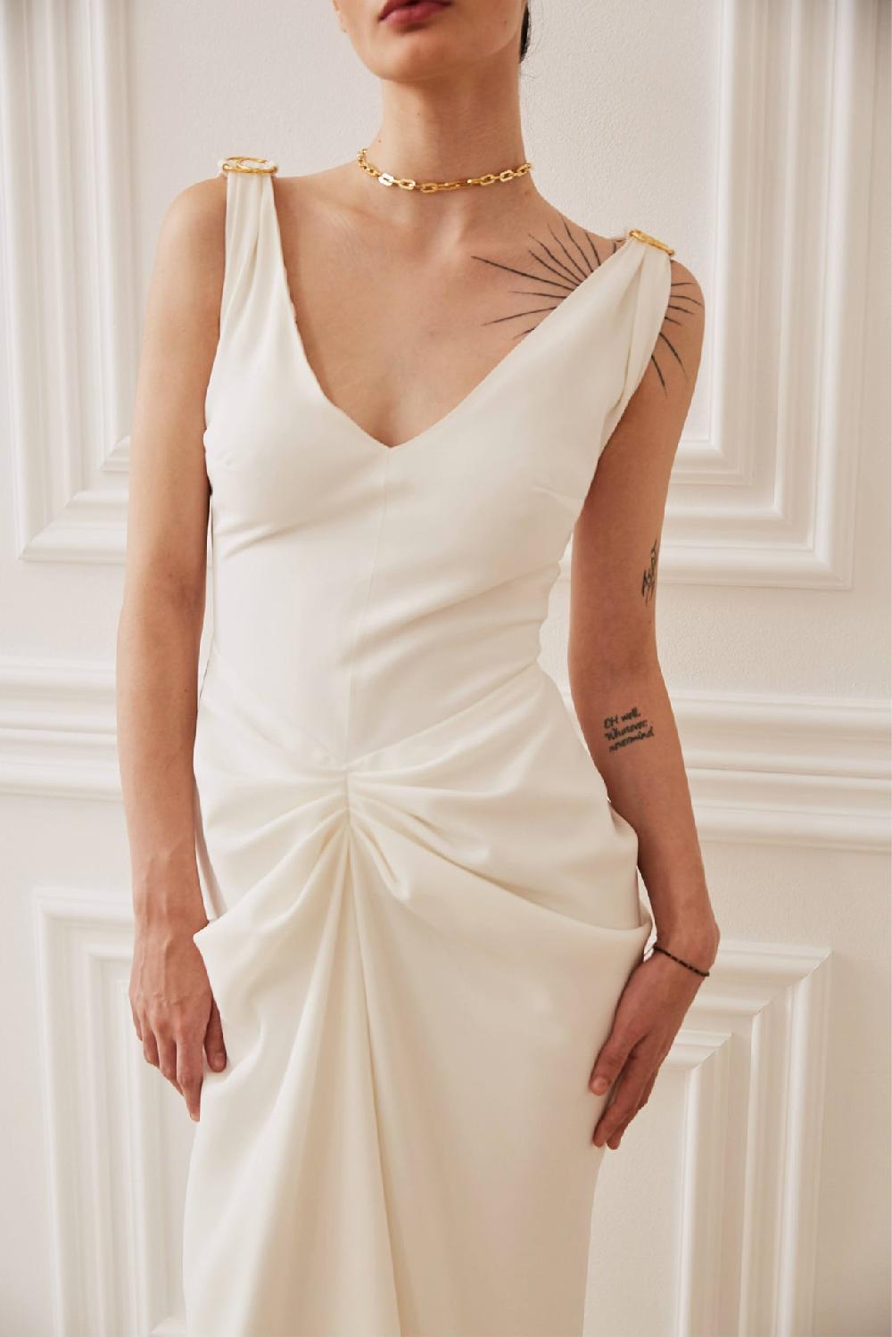 Rhea Costa Valeria Midi Dress In Off-White