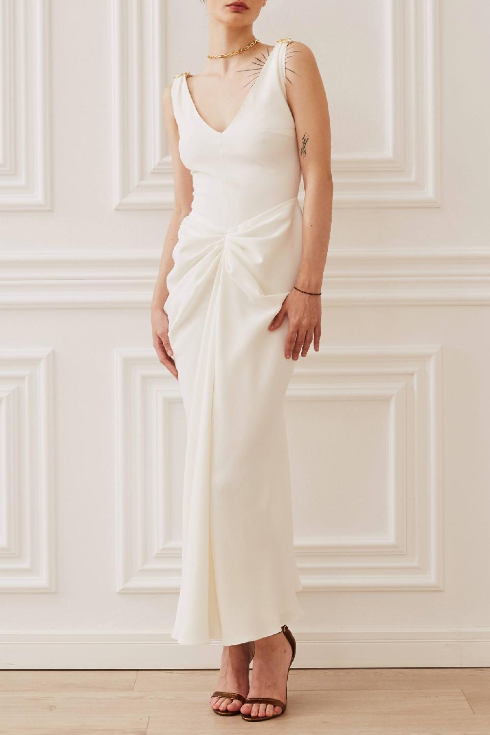 rhea costa Valeria Midi Dress In Off-White