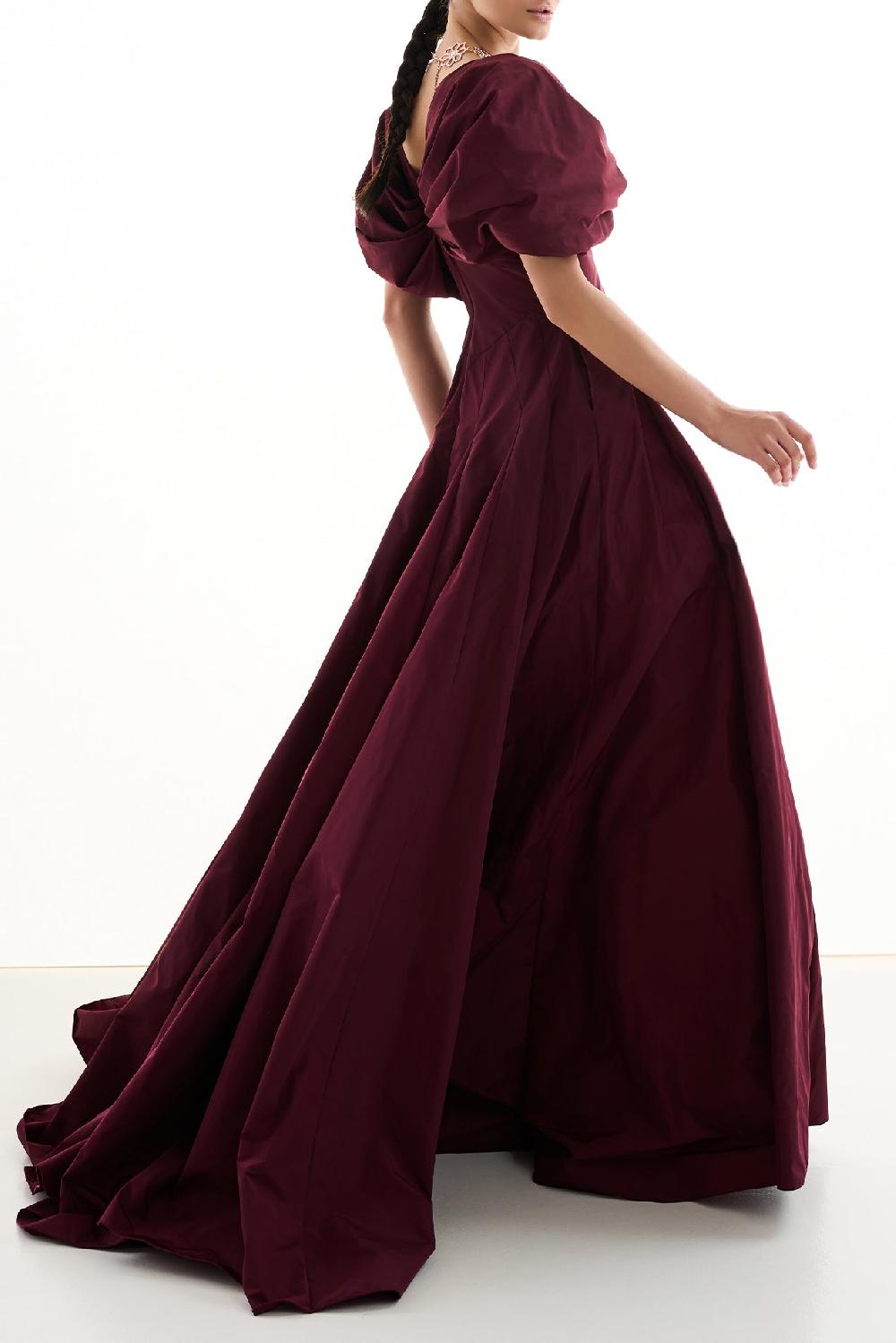 Rhea Costa Widad Long Dress In Burgundy