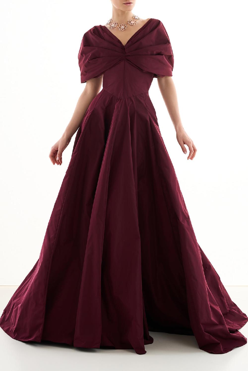 Rhea Costa Widad Long Dress In Burgundy