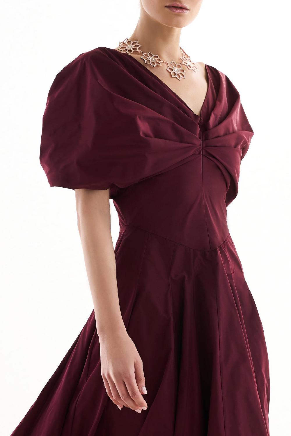 Rhea Costa Widad Long Dress In Burgundy