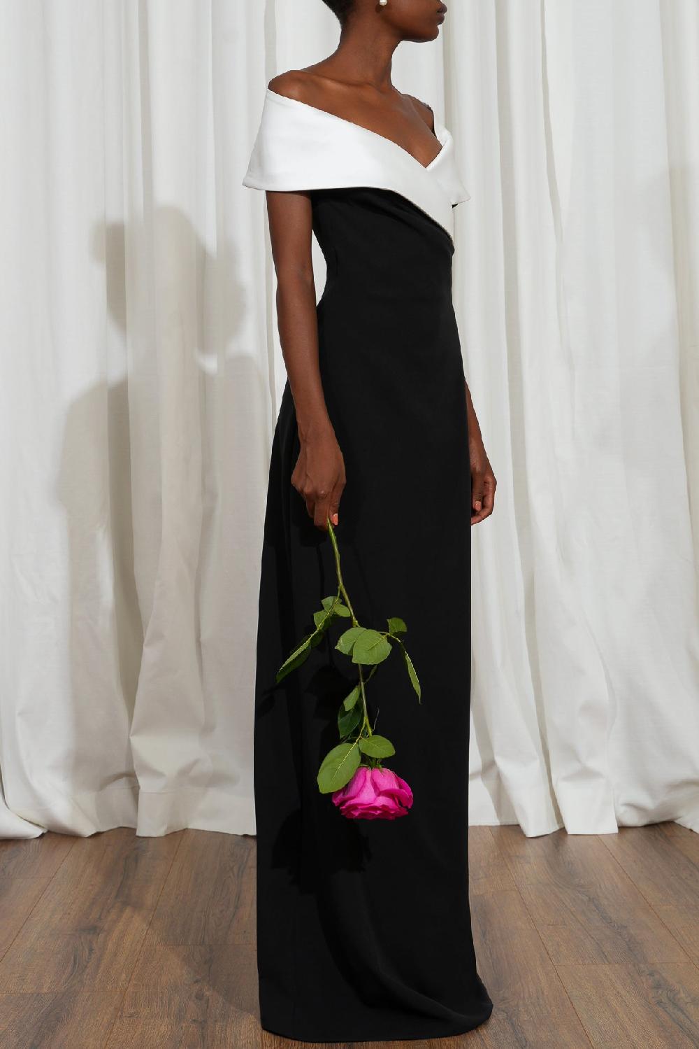 Rhea Costa Willow Black & White Long Dress