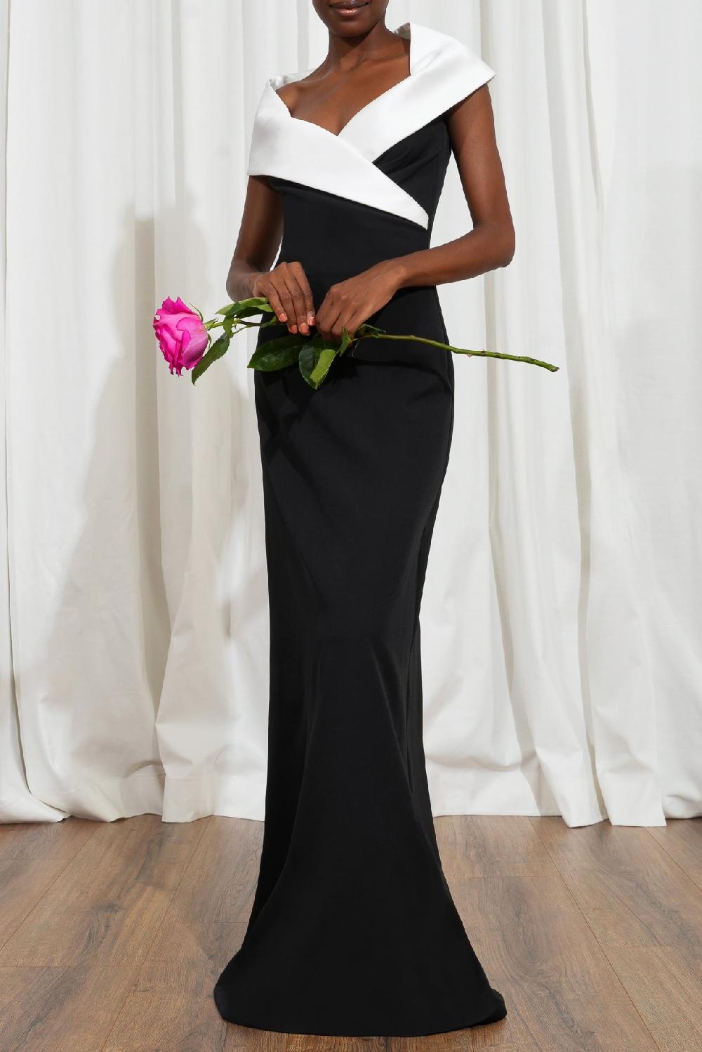 rhea costa Willow Black & White Long Dress