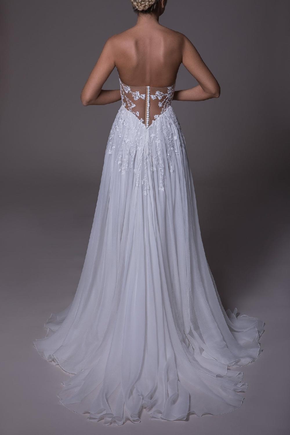 Rhea Costa Zaha Lace And Silk Chiffon Corset Gown