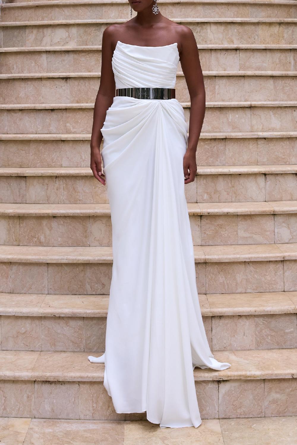 Rhea Costa Zaira Long Dress In Off-White