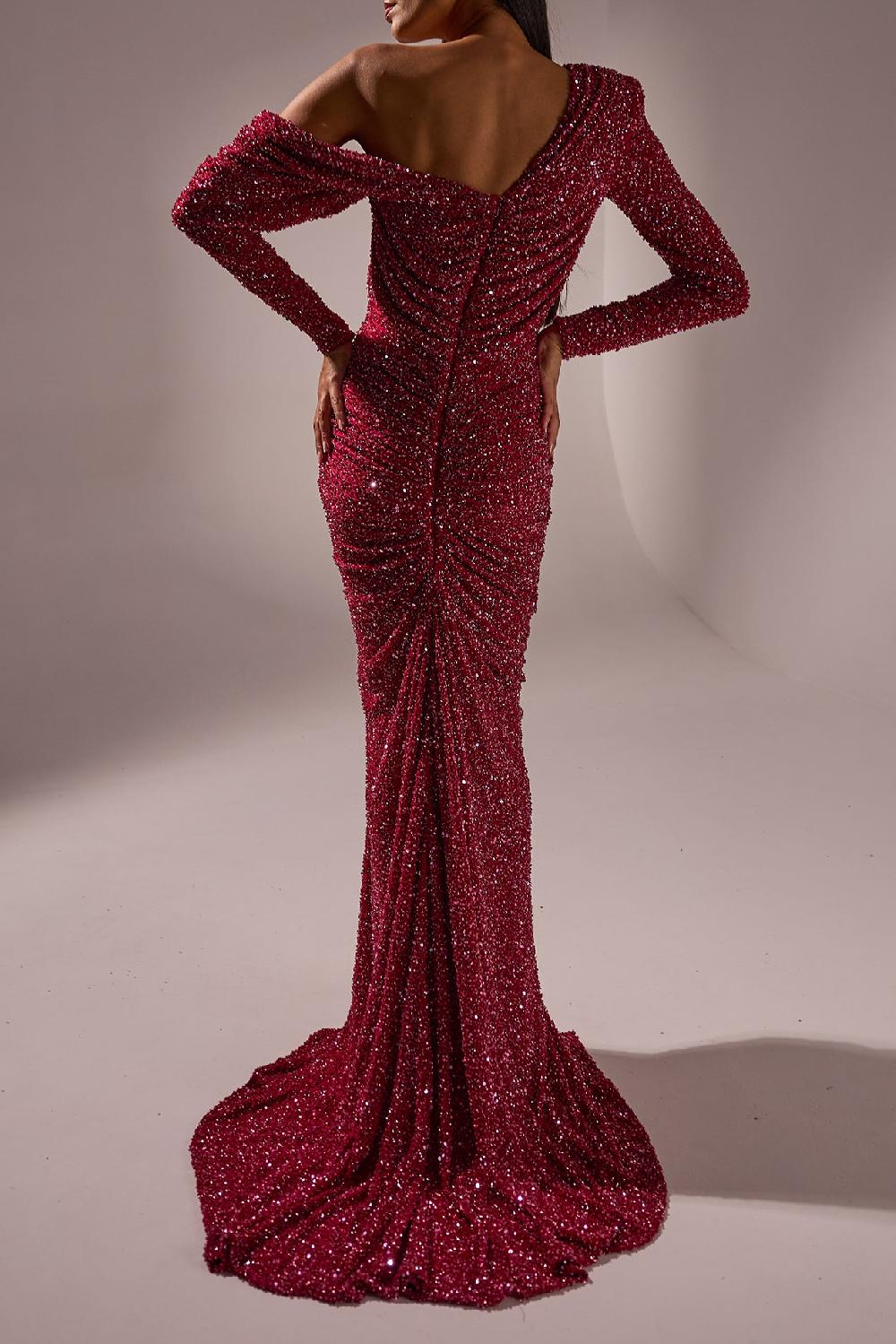 Rhea Costa Zeina Dress In Sour-Cherry