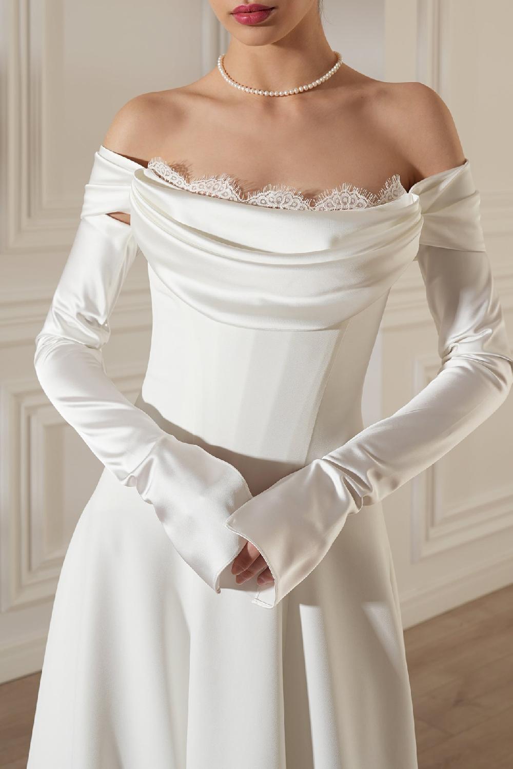 Rhea Costa Salma Midi Lace And Crepe Dress In Off-White