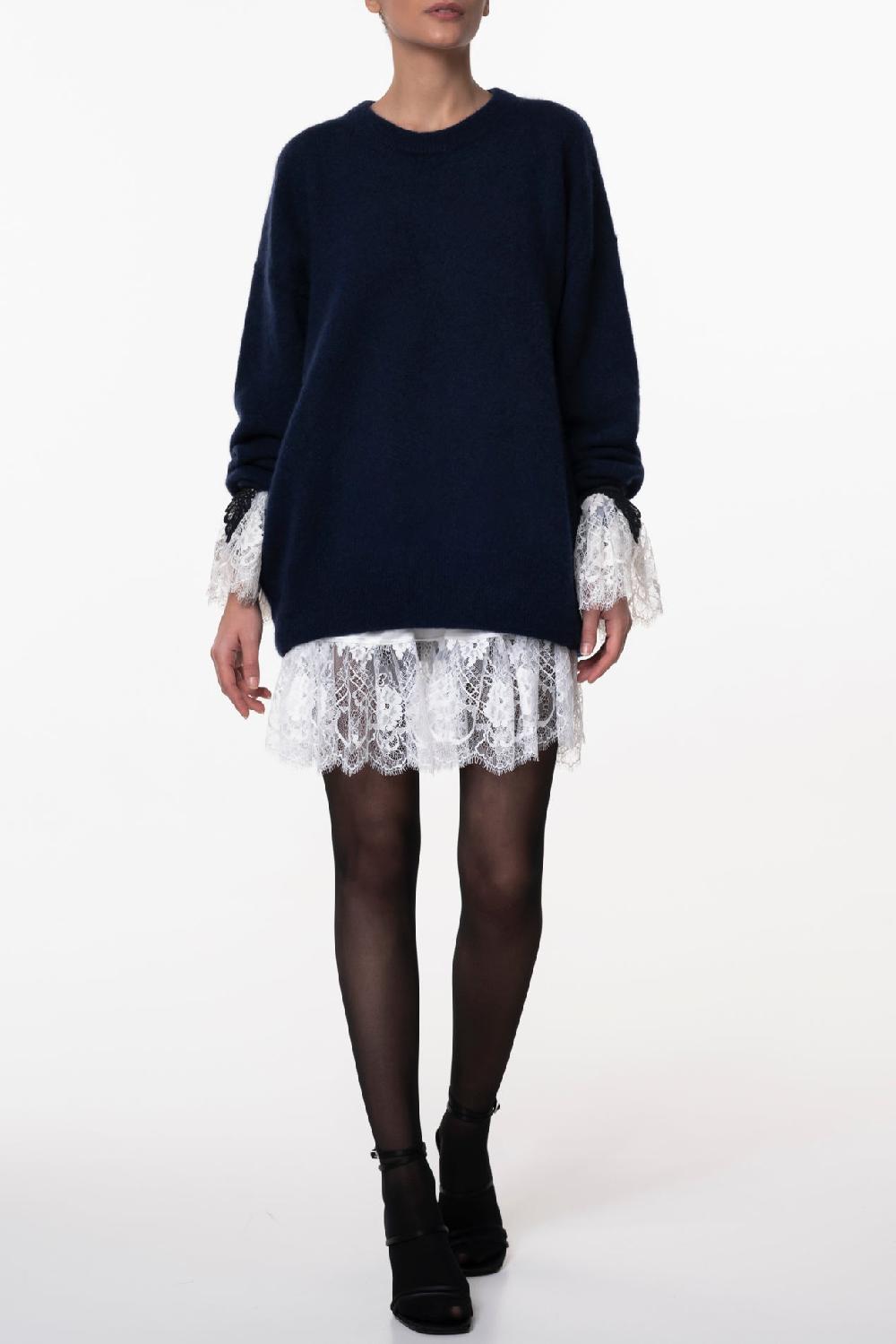 Rhea Costa Sariel Cashmere And Silk-blend Sweater In Blue