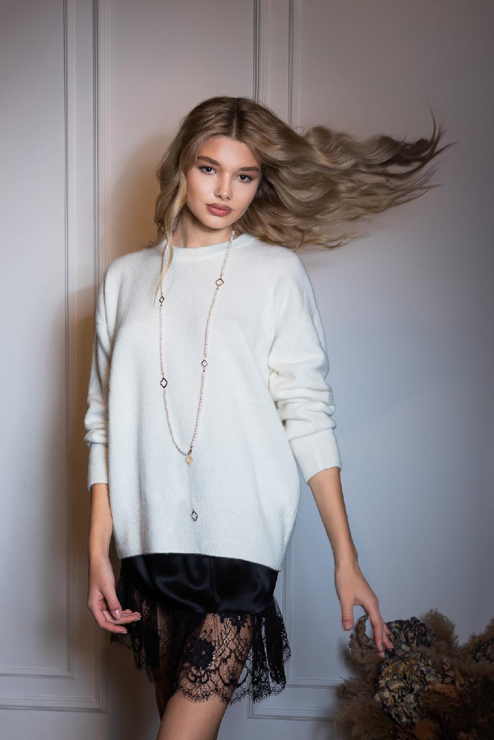Rhea Costa Sariel Cashmere And Silk-blend Sweater In White