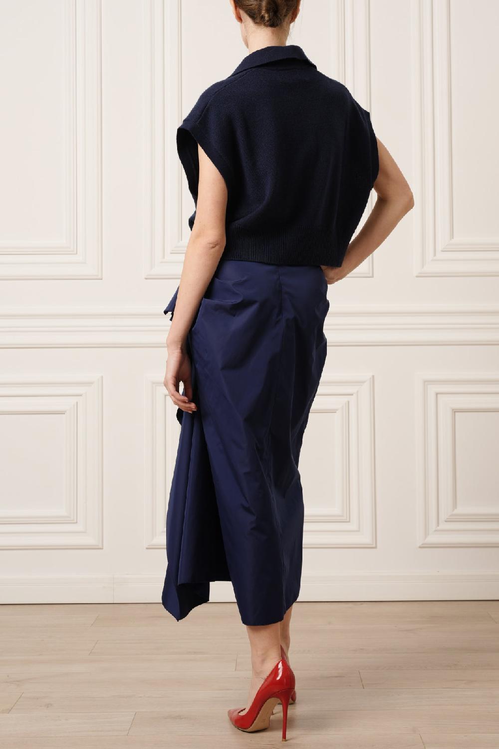 Rhea Costa Shiya V-Neck Cashmere Sweater Vest In Neptune