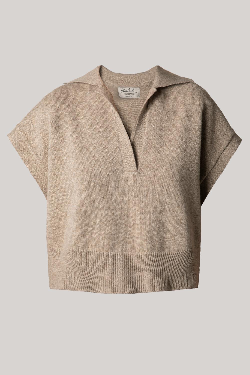 rhea costa Shiya V-Neck Cashmere Sweater Vest In Sesame