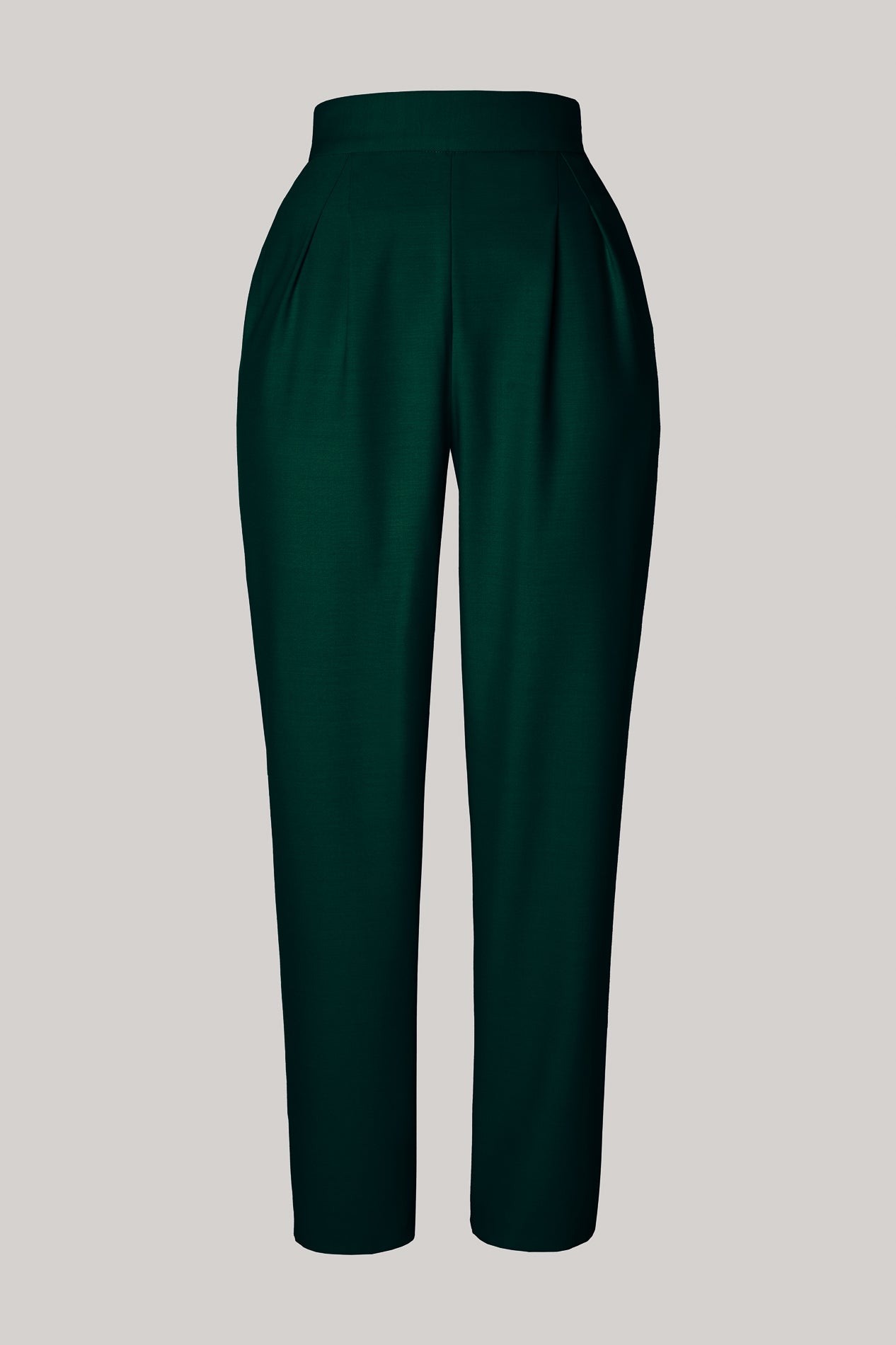 Rhea Costa Structured Conic Wool Pants In Dark Green