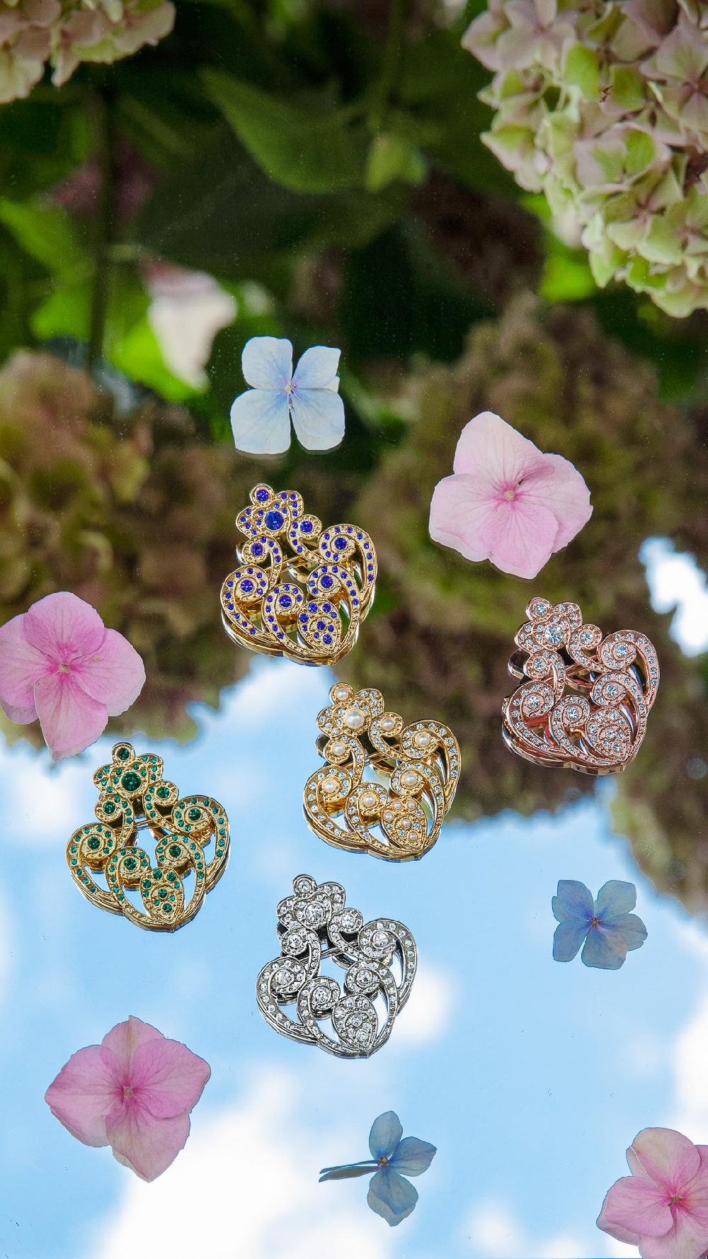 Rhea Costa The Crown Brooch - Gold With Emerald Crystals