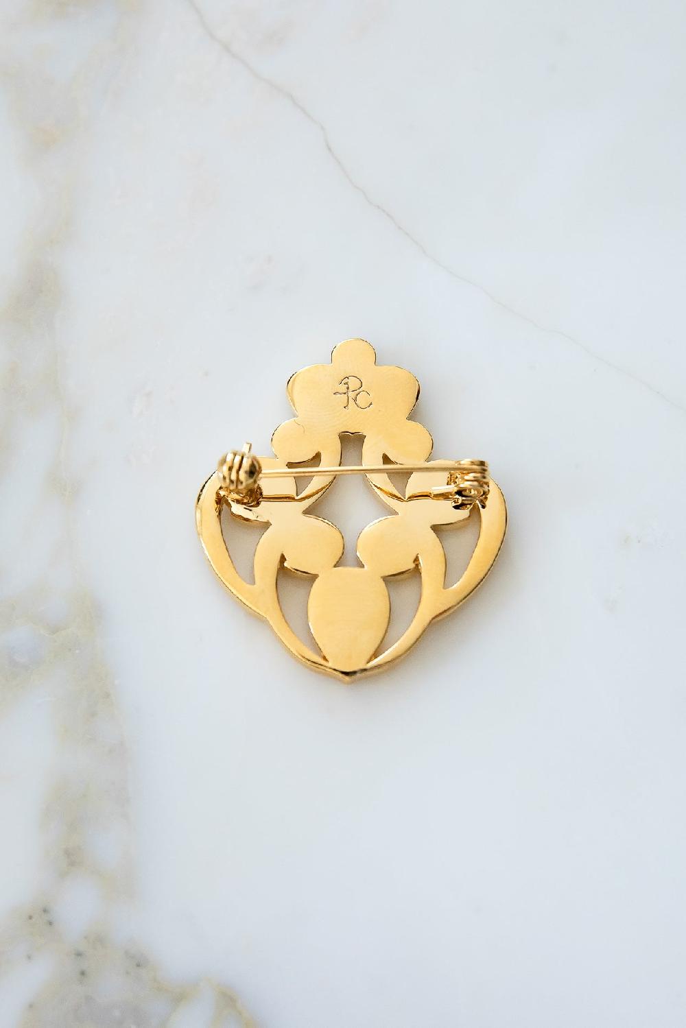 Rhea Costa The Crown Brooch - Gold With Sapphire Crystals