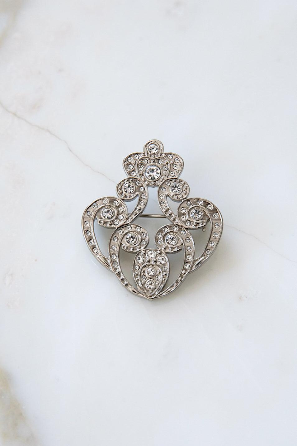rhea costa The Crown Brooch - Silver With White Crystals