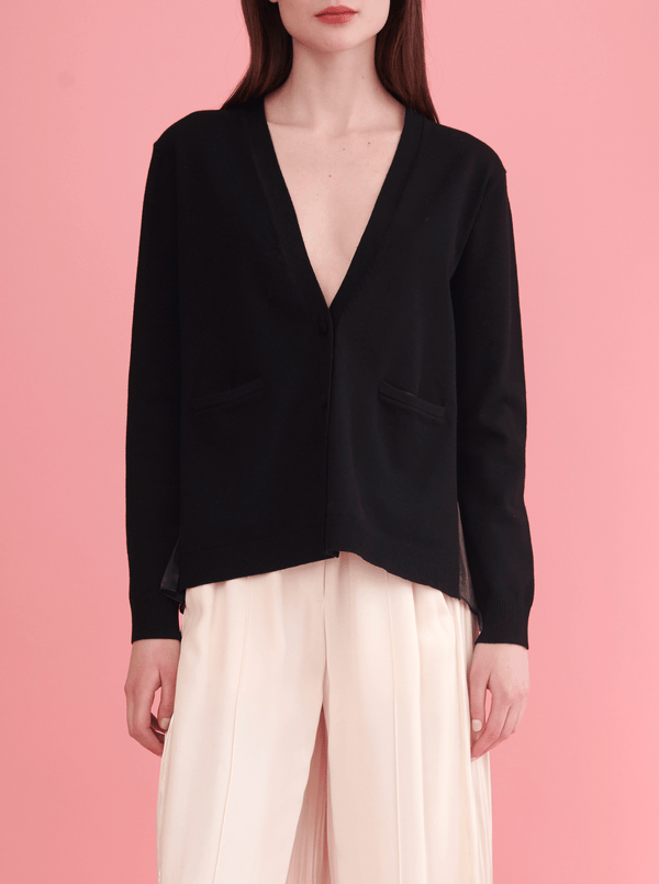 Rhié BACK PLEAT CARDIGAN BLACK