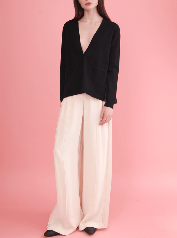Rhié BACK PLEAT CARDIGAN BLACK
