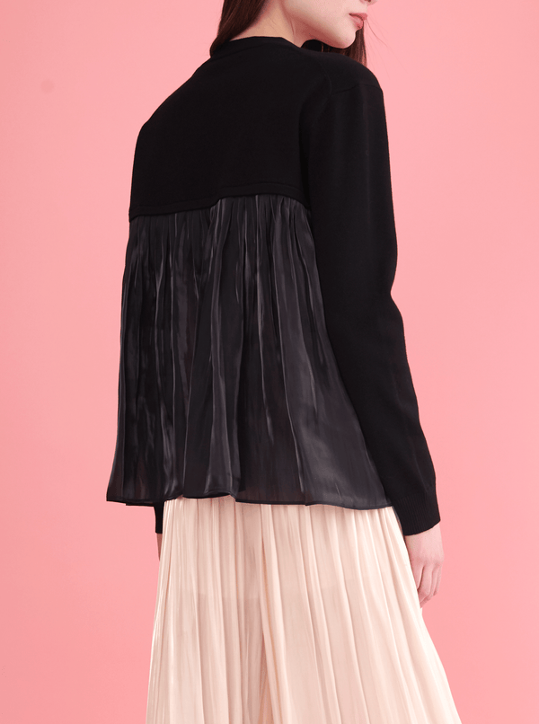 rhié BACK PLEAT CARDIGAN BLACK