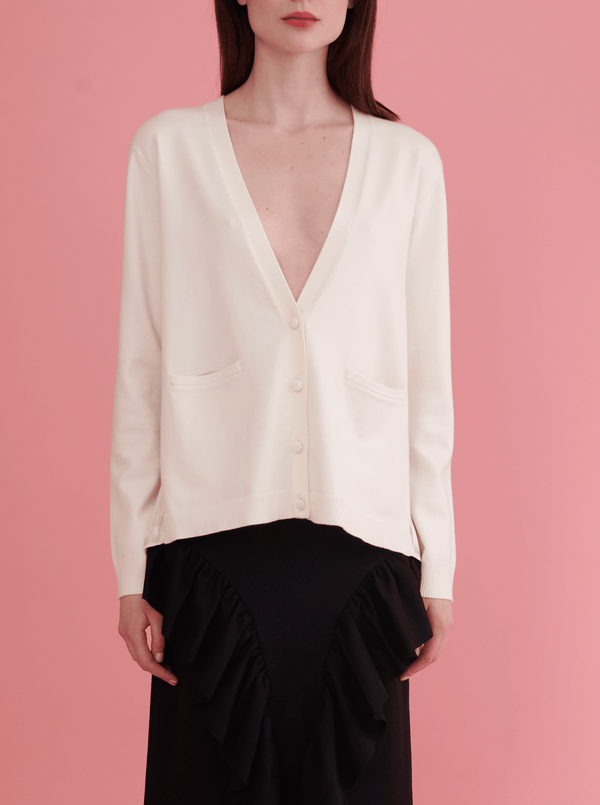Rhié BACK PLEAT CARDIGAN CREAM