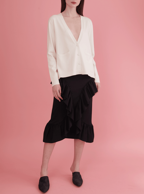 Rhié BACK PLEAT CARDIGAN CREAM