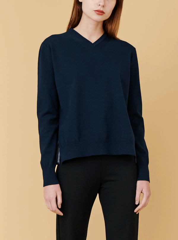 Rhié BACK PLEAT PULLOVER NAVY
