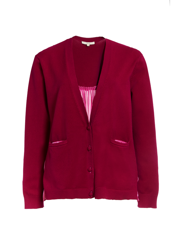 rhié CHARMEUSE BACK CARDIGAN FUCHSIA