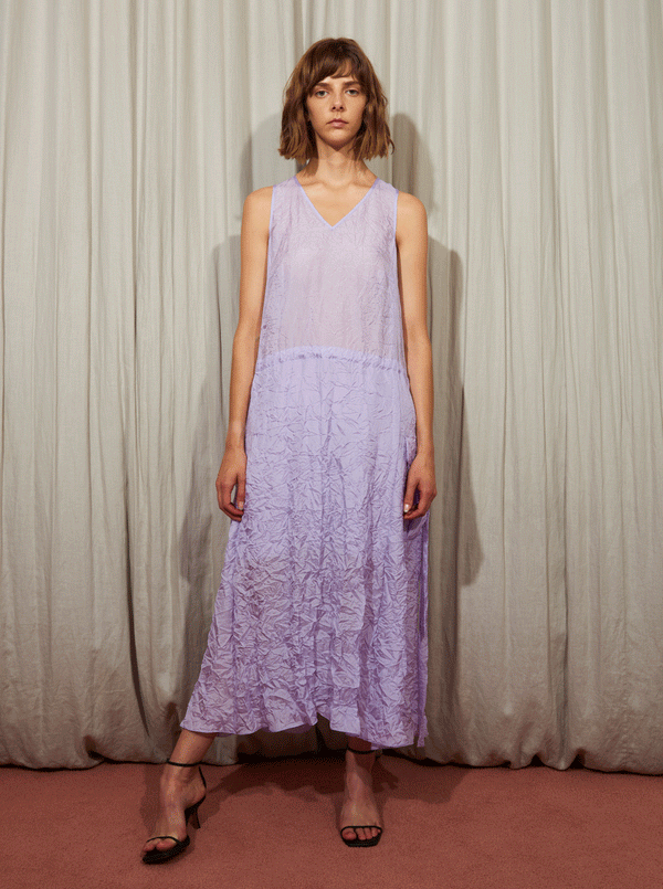 Rhié CRINKLE SILK CARGO DRESS LILAC