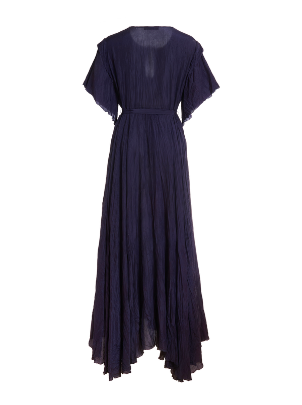 Rhié Crinkle Silk Flared Dress Navy