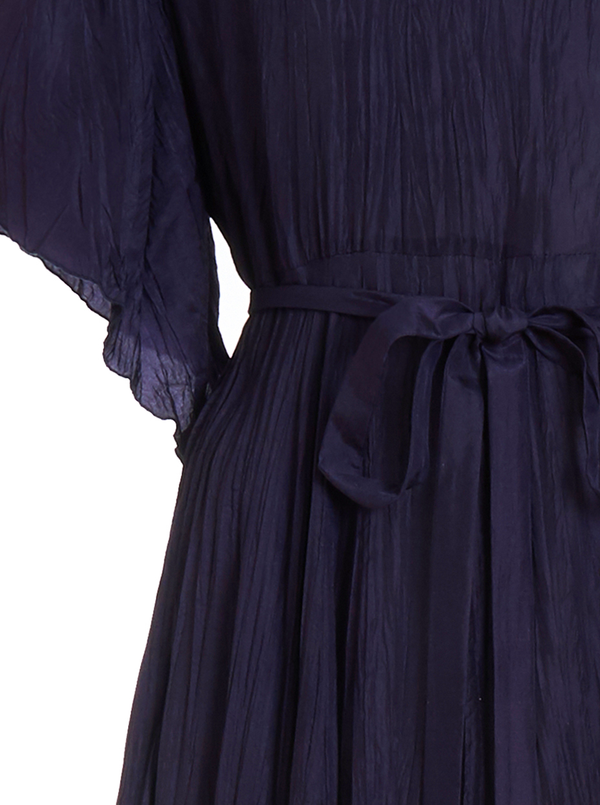 Rhié Crinkle Silk Flared Dress Navy