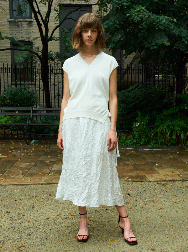 rhié CRINKLE SILK LEE DRESS OFF WHITE