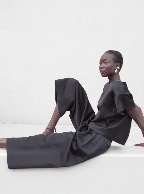 Rhié DIA DOUBLE SATIN TOP BLACK