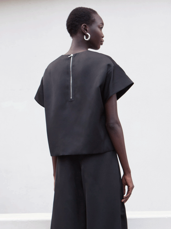 Rhié DIA DOUBLE SATIN TOP BLACK