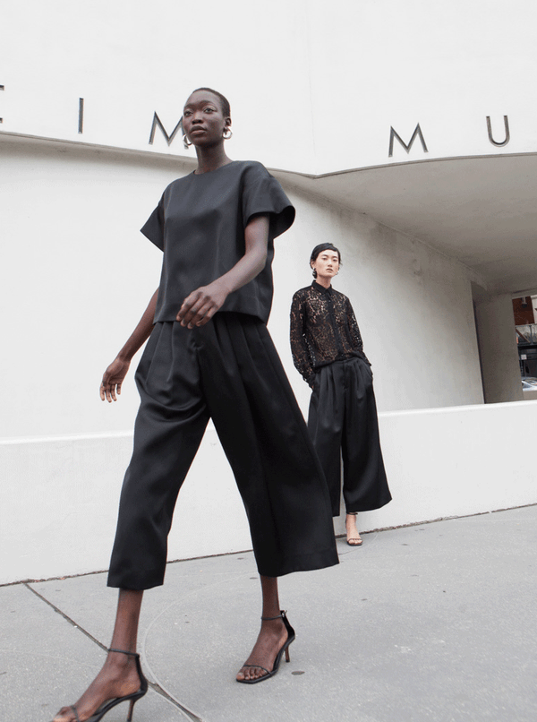 Rhié DIA DOUBLE SATIN TOP BLACK