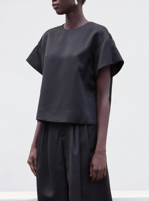 rhié DIA DOUBLE SATIN TOP BLACK
