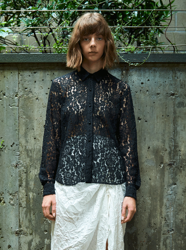 Rhié MIE LACE BLOUSE BLACK