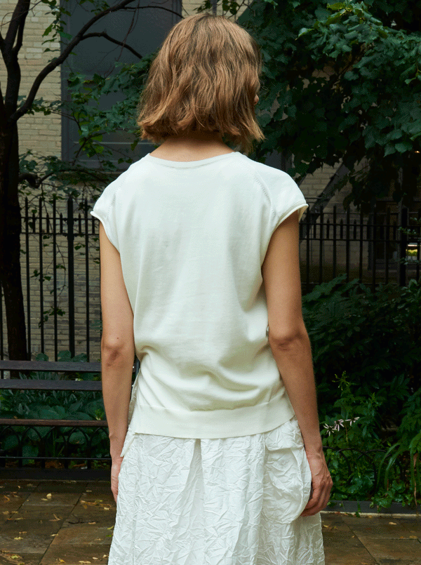 Rhié SOPHIE V-NECK KNIT TOP IVORY