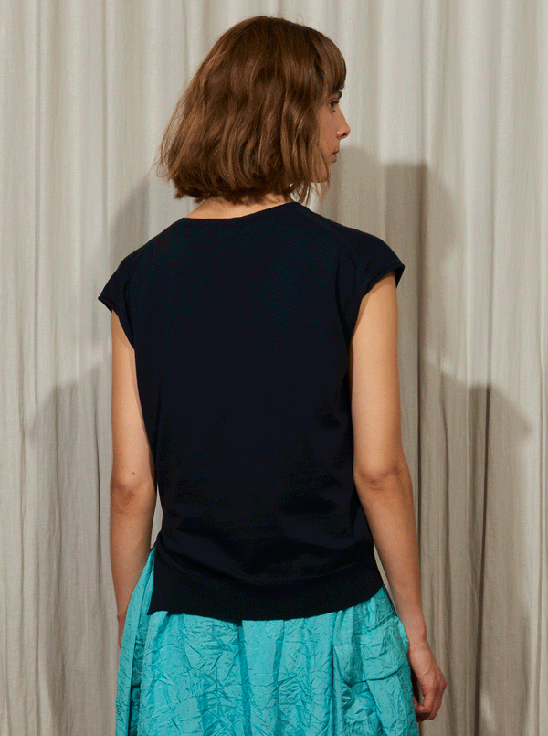 Rhié SOPHIE V-NECK KNIT TOP NAVY