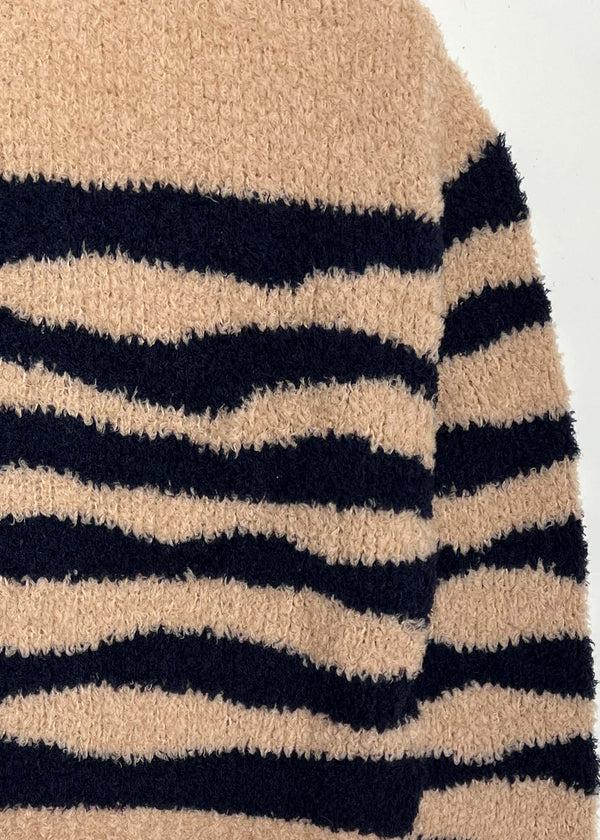 Rhié WAVY SRIPED CARDIGAN BEIGE