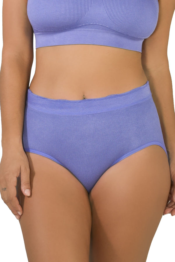 Rhonda Shear 3 Pack Ribbed Seamless Brief With Lace Trim