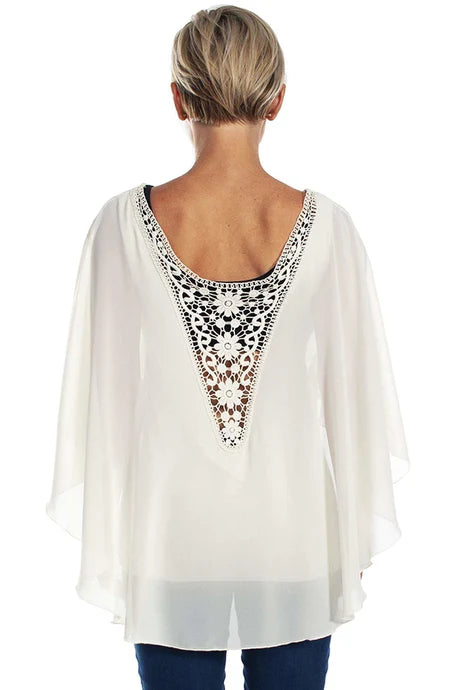 rhonda shear Chiffon Caftan with Crochet Back - FINAL SALE