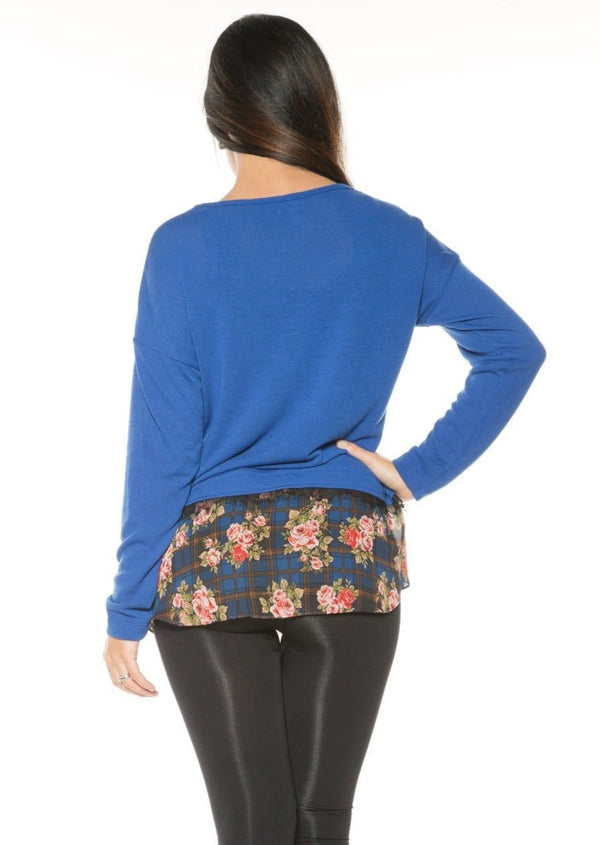Rhonda Shear Long Sleeve Printed Chiffon Hem Sweater - FINAL SALE