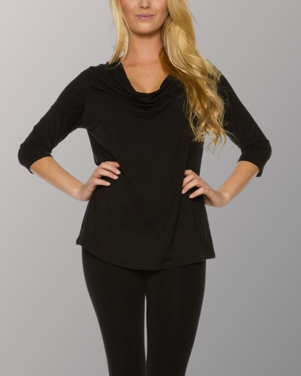 rhonda shear Cowl Neck 3/4 Sleeve Top - FINAL SALE