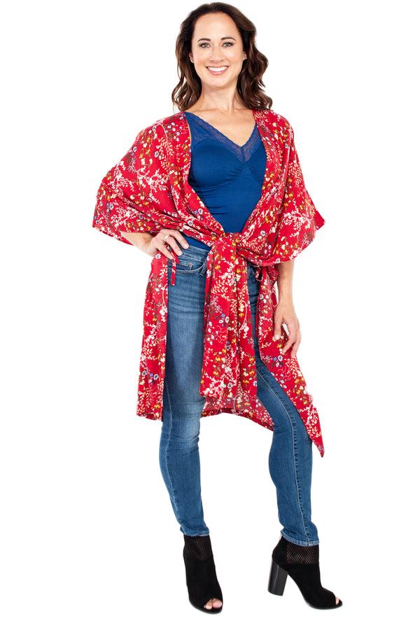 Rhonda Shear Kimono Robe With Side Ties - FINAL SALE